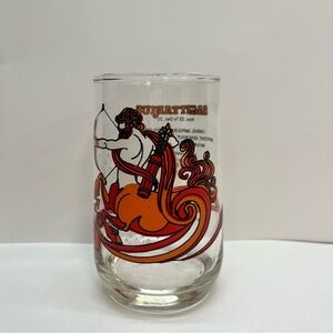 vintage 70s sagittarius zodiac glass beverly design orange red 6 1/4 inches tall